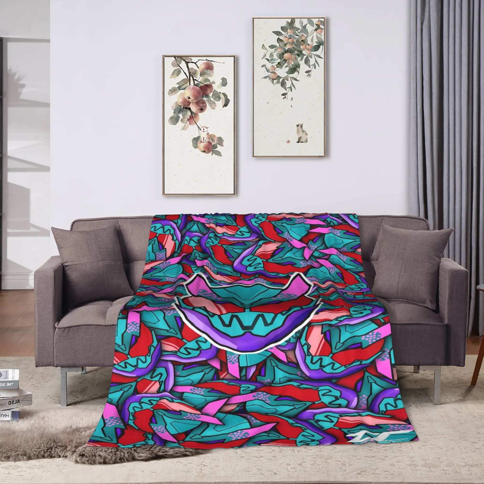 Warm Blanket Airplane Travel Neon Purple Camo Kamen Rider Anime Throw Blanket Flannel Bedspread For Couch Chair Sofa Bed Cover