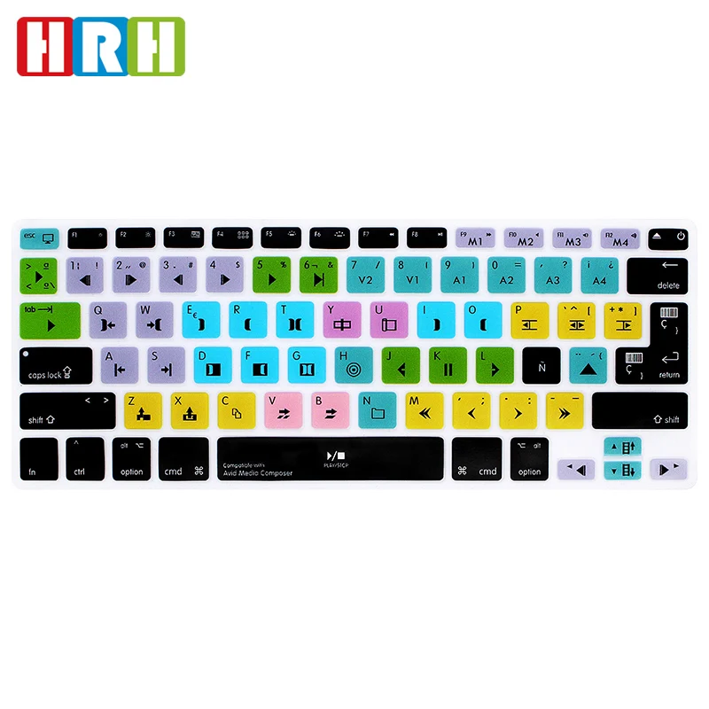 HRH Avid Media Composer 4 - 8 Spanish Hotkey Silicone Keyboard Cover Protector Keypad Skin For Mac Air Pro Retina 13