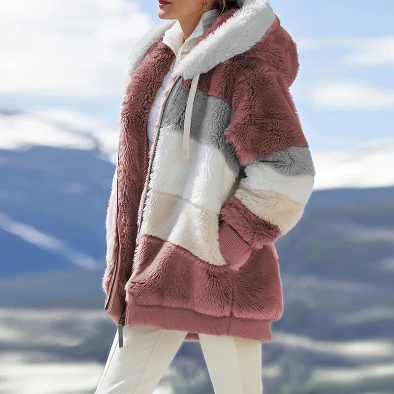 Customizable 2025 New UZZDSS Winter Women Coat Fashion Casual Stitching Plaid Clothes Hooded Zipper Ladies Coat Women Jacket 4 Customizable 2025 New UZZDSS Winter Women Coat Fashion Casual Stitching Plaid Clothes Hooded Zipper Ladies Coat Women Jacket 4