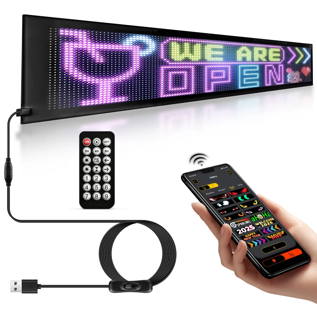 1-2 Piece Programmable LED Matrix Pixel Panel Devil's Eye Hard Screen for Truck with APP Remote Control 2-in-1 Screen Display