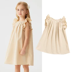 Summer Baby Girl Dress Solid Color Ruffled Edge Dress Sweet And Cute Casual Children's Summer Clothing Cheap Wholesale