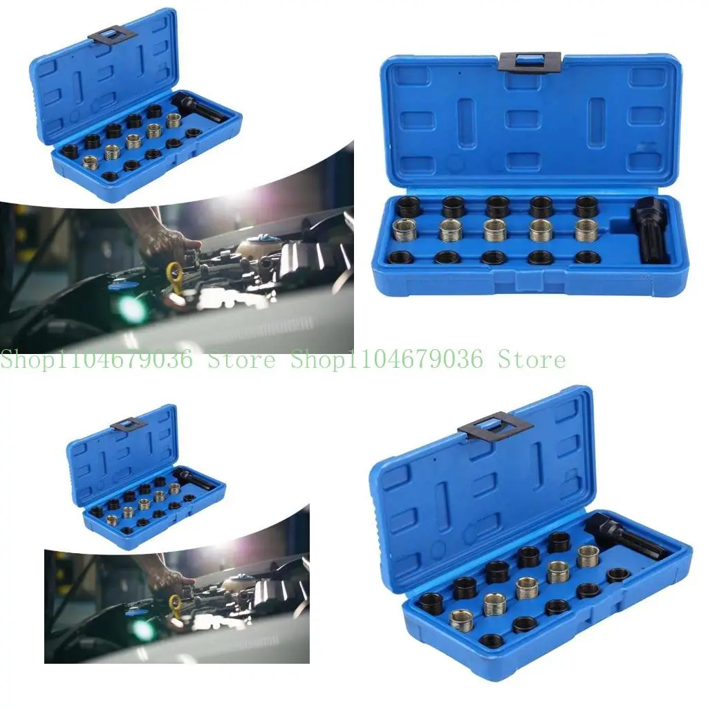 

652F Comprehensive Essential 16Piece M14x1.25mm 14mm Plugs Threading Set For Mechanic, Steel Tap With Protective Case