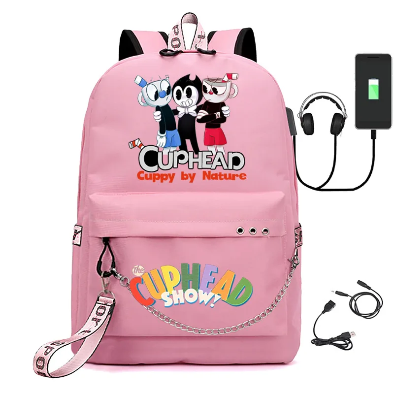 Jogo cuphead mostrar schoolbag estudantes meninos meninas anime mochila dos desenhos animados oxford à prova dlarge água grande capacidade saco de escola portátil