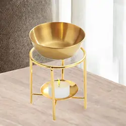 Essential Oil Burner Tealight Candle Holder Stainless Steel,Gold Decorative Waxes Melt Burner Aroma Oil Warmer for Yoga SPA