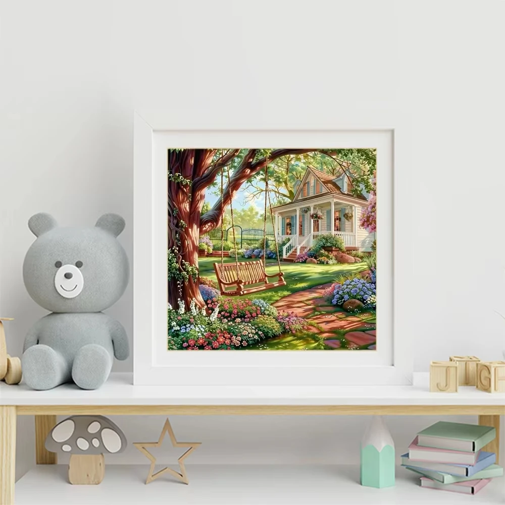 

Garden Swing Landscape 500 PCS Jigsaw Puzzles Challenging Family Activity Games for Gameroom Bedroom Livingroom Gift