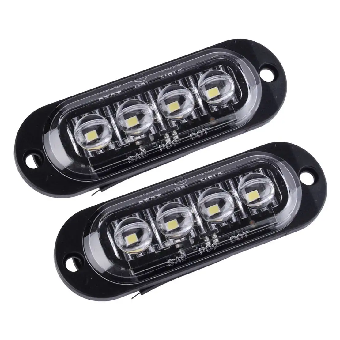 

2 шт., белые светодиодные боковые габаритные фонари с прозрачными линзами, подходят для прицепа 12 В-24 В