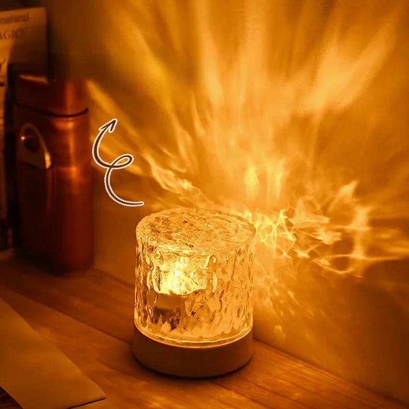 Colorful Little Night Light Gift Water Wave Pattern Atmosphere Light Energy Saving Bedhead Crystal Lamp Led Decoration Lights