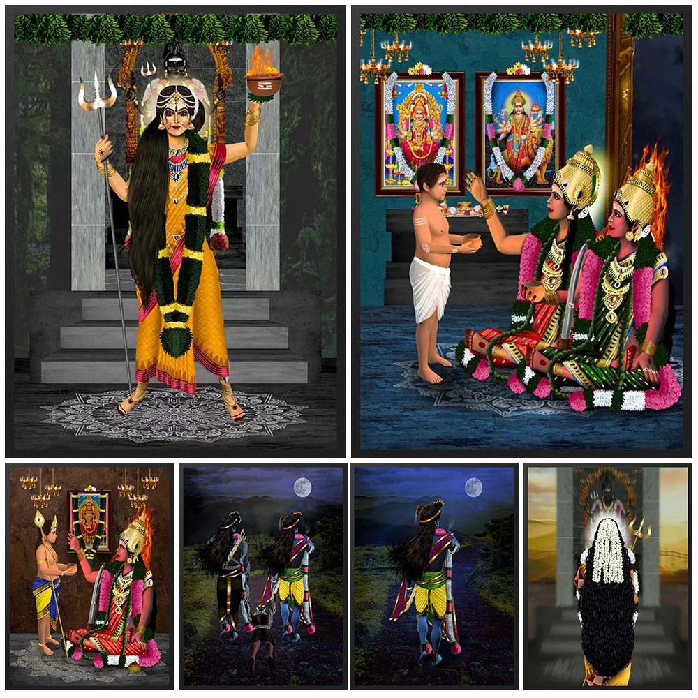 

Hinduism Indian Mythology Posters Religion Parvati Wall Pictures For Living Room Nordic Poster Wall Art Canvas Painting Unframed