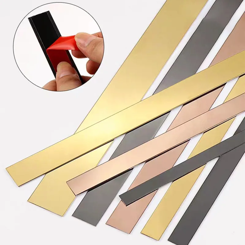 천장 배경 벽 장식 라인 스테인레스 스틸, 후면 접착 에지 스트립, 자체 접착 플랫 스트립, 한 가지 유형 플랜지 바