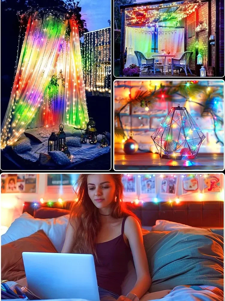 Luci a stringa LED USB Rame Filo d'argento Ghirlanda Luce Lucine impermeabili per la festa nuziale di Natale Decorativa