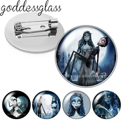 Disney Tim Burton's Corpse Bride Ghost Photo cabochon Brooch pinback button Bag Clothes Denim Jeans Lapel Pin Badge Jewelry