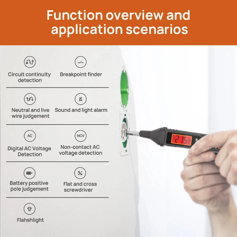 Electric Pen Voltage Detector NCV Voltage Indicator AC 12-300V Backlight Flashlight Sensitivity AC Voltage Electrician Tester