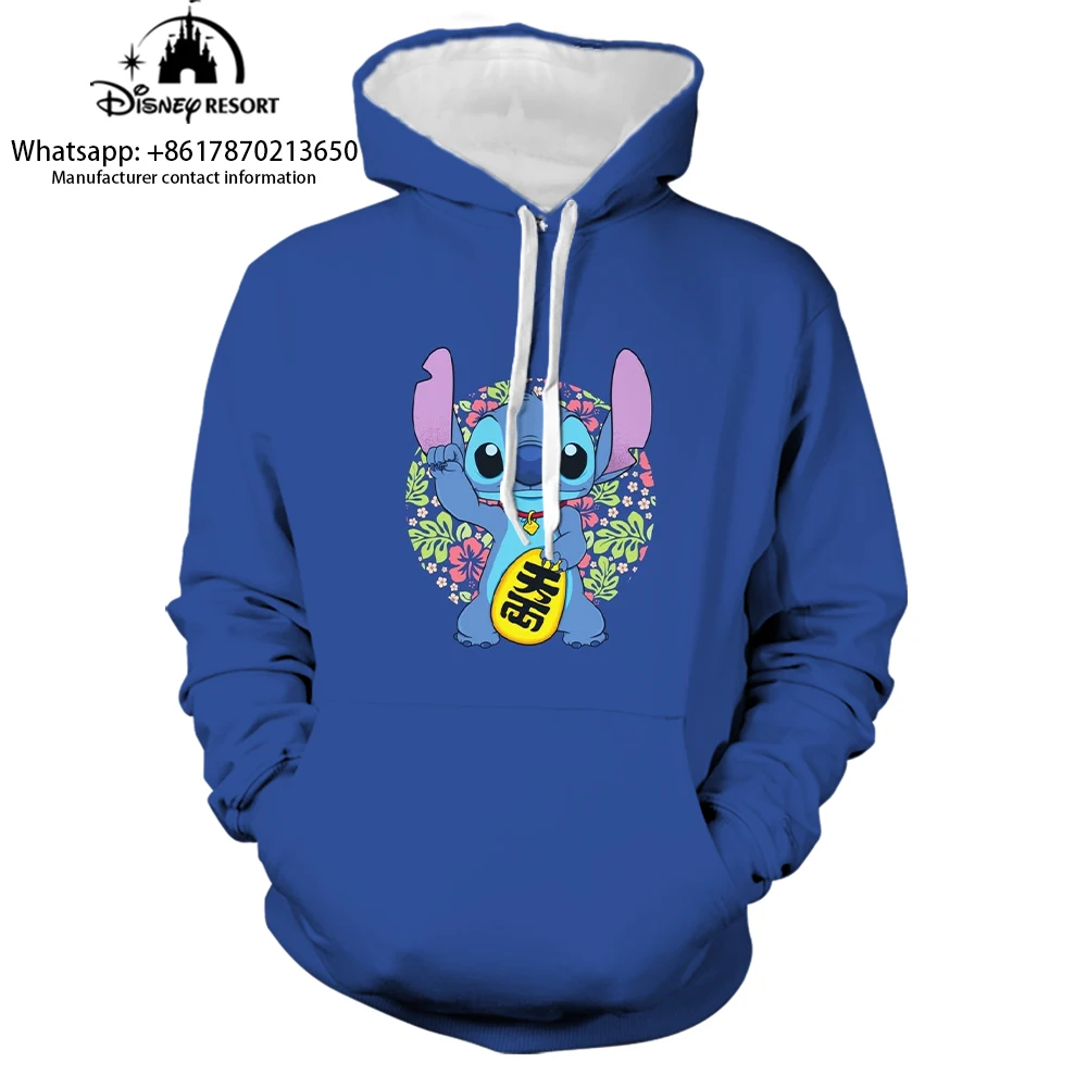 Stitch Anime Fashion Men Spring 2024 New 3D Printed Kids Hoodies Women's Tops Street Style Casual Hoodies y2k