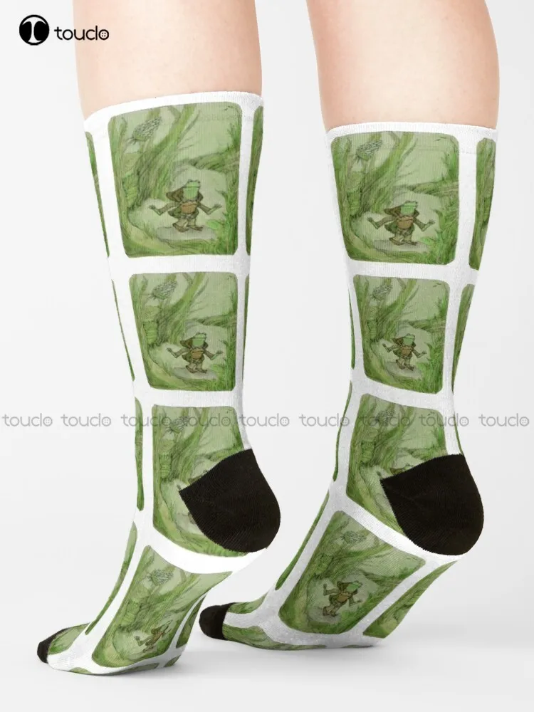 

Frog & Toad Socks Black Mens Socks Cartoon Comfortable Best Girls Sports Street Skateboard Socks 360° Digital Print Custom Gift