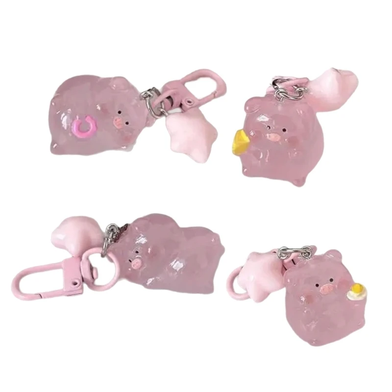 Travel Friendly Glowing Piggy Key Holder Accessory Portable with Elegant Designs and Decorative Star Pieces Daily Use