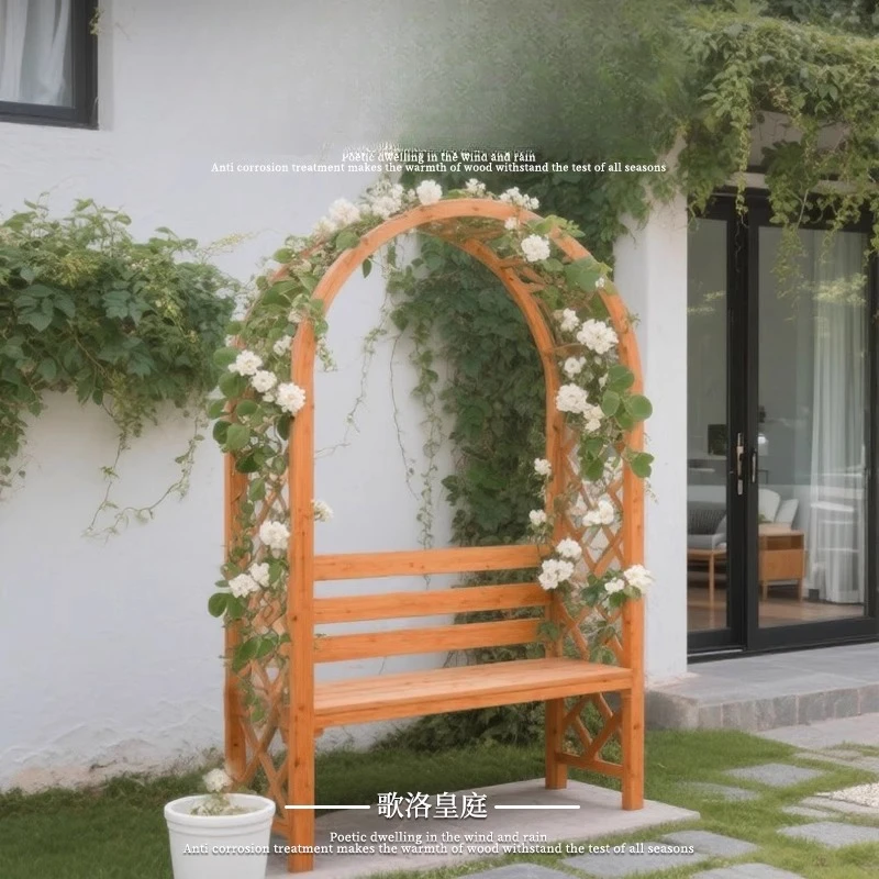 

Outdoor garden preservative wood arch climbing vine flower stand villa garden seat courtyard