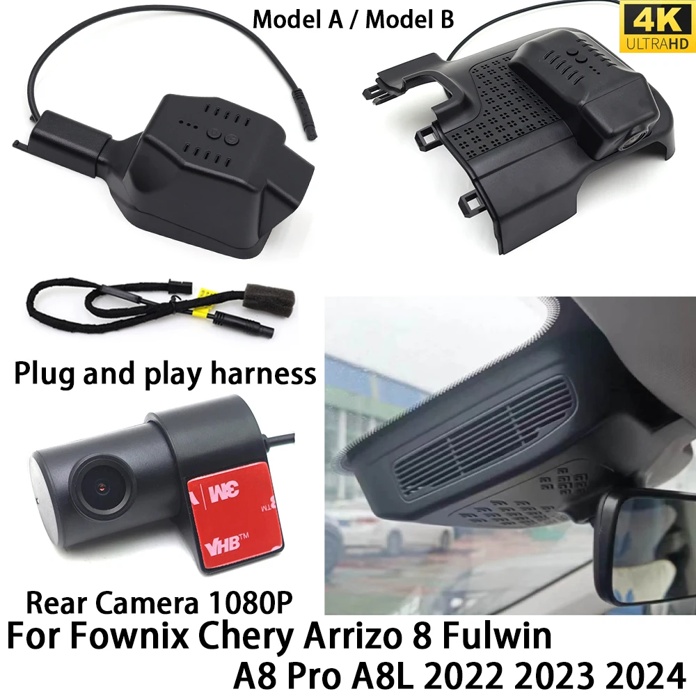 Para Fownix Chery Arrizo 8 Fulwin A8 Pro A8L DVR OEM, Cámara Frontal y Trasera, Grabador de Video, Wifi, Grabación en Bucle, Visión Nocturna