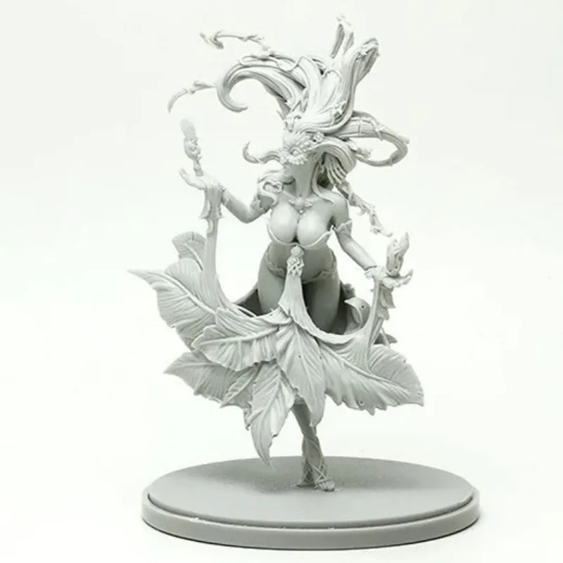 

50mm Base Desktop Gaming Hobby Miniatures Resin Figure Model Kits King-dom Death Flower Witch Unassembled and Unpainted
