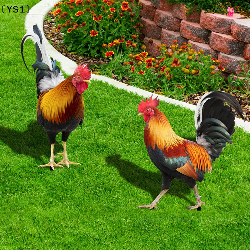 〔YS1〕Garden Rooster Statue Acrylic Chicken Sculpture For Yard Decor Weatherproof Hen Figurine For Farm Patio Lawn Back Yard Home
