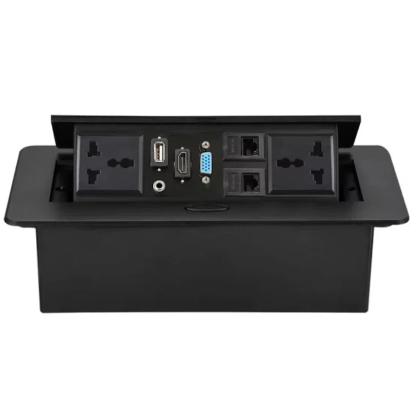 Office Flip Desk Socket Hidden Conference Desktop Socket Pop-up Socket Aluminum Power Box