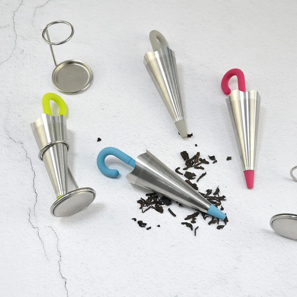 

Creative Stainless Steel Umbrella Shape Tea Infuser Fine Mesh Reusable Tea Strainer with Bracket Tea Sieve Spice
