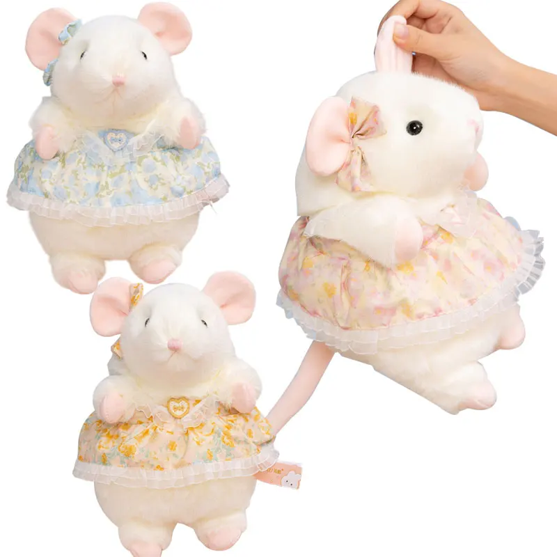 18/23cm Lovely Dressed Fancy Rat Plush Toys Cute Fancy Rat with Skirt Stuffed Soft Animal Toy Baby Girls Adorable Birthday Gift