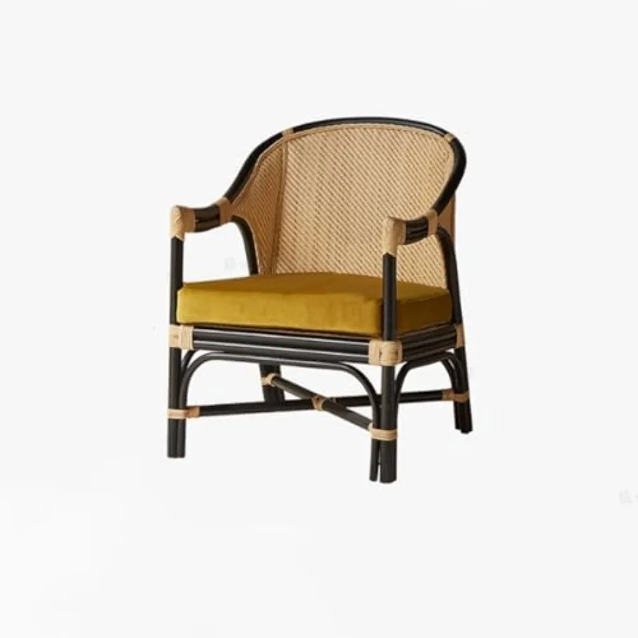 

Bohemian Style Handmade Rattan Living Room Lounge Chairhigh-Density Sponge Cushionbedroom Balconyreading Chairvilla Hotel Bed a