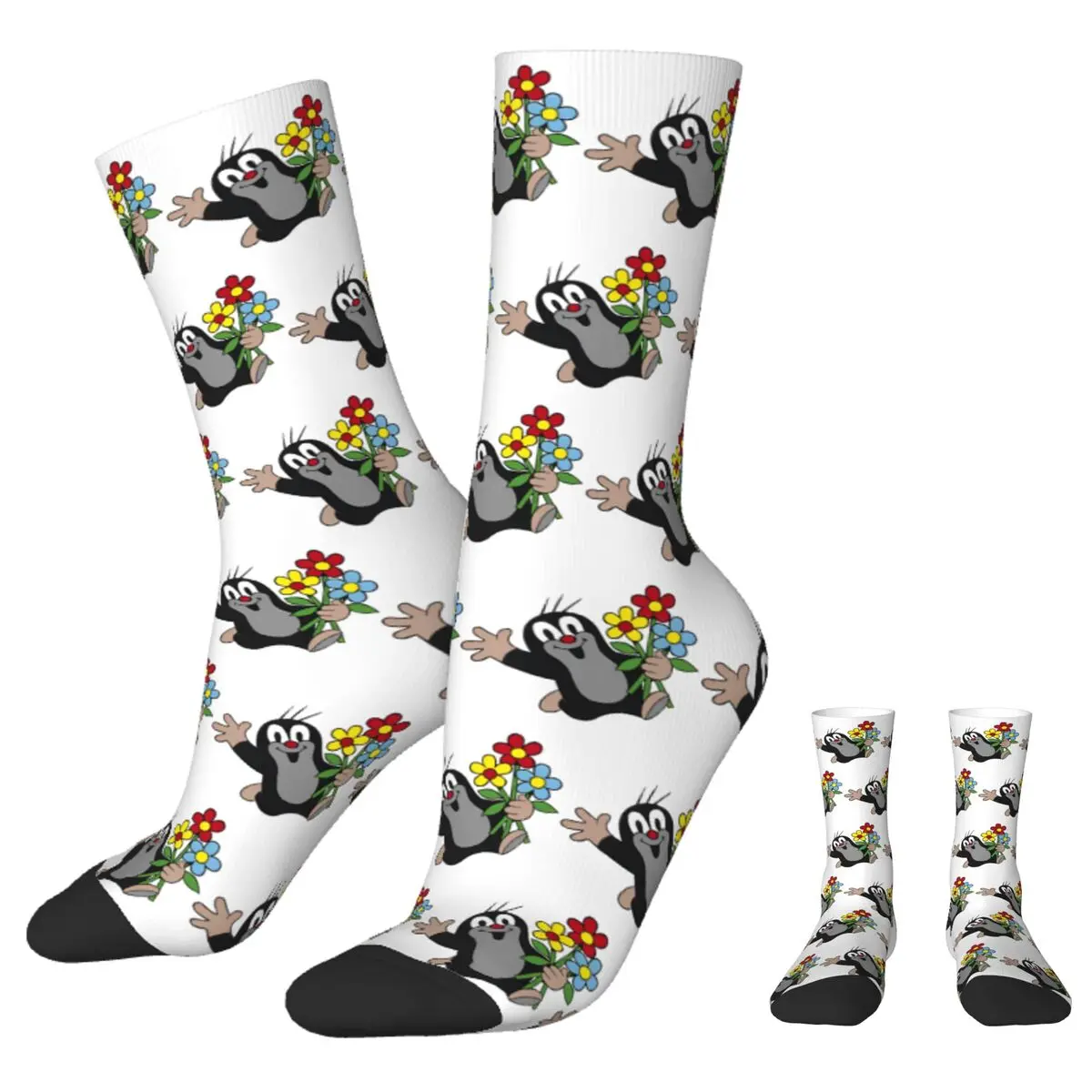 The Little Mole Socks Spring Krtek flower Stockings Retro Unisex Men Soft Breathable Socks Pattern Skateboard Anti-Slip Socks