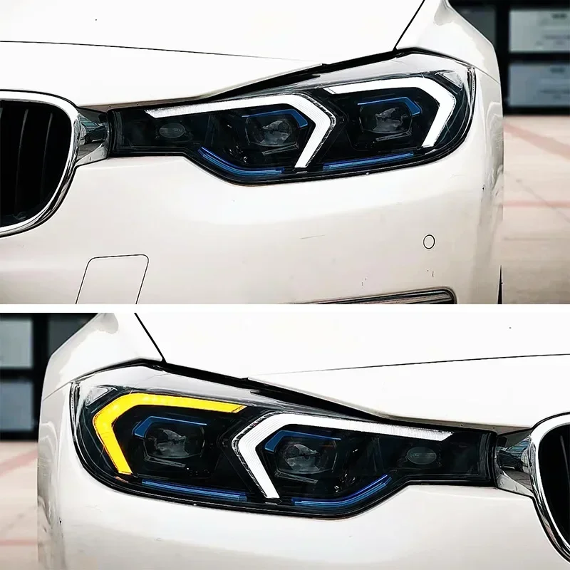 المصابيح الأمامية لتصفيف السيارة للمصابيح الأمامية BMW F30 2013-2018 F35 LED أضواء 320i 318i 325i DRL المزدوج العارض اكسسوارات السيارات