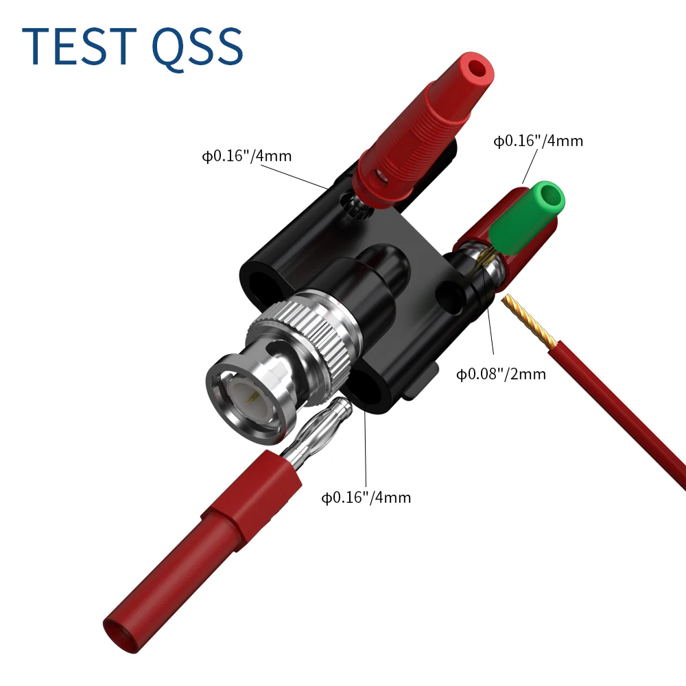 QSS 2PCS BNC Male Plug to 2X 4mm Dual Banana Female Jack Socket Binding Post RF Coax Coaxial Splitter Connector Q.20023