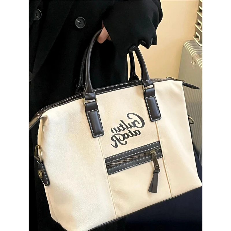 Large Capacity Female Tote Handbags Letter Print Contrast Color Travel Bags For Women 2022 New Casual Commuter Shoulder Bag