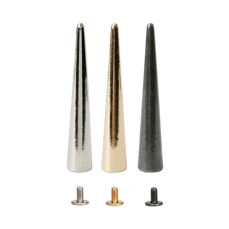 10sets 10*54mm Punk Spike Cone Spots Metal Studs Leathercraft Rivets Bullet Spikes Rivets for Leather