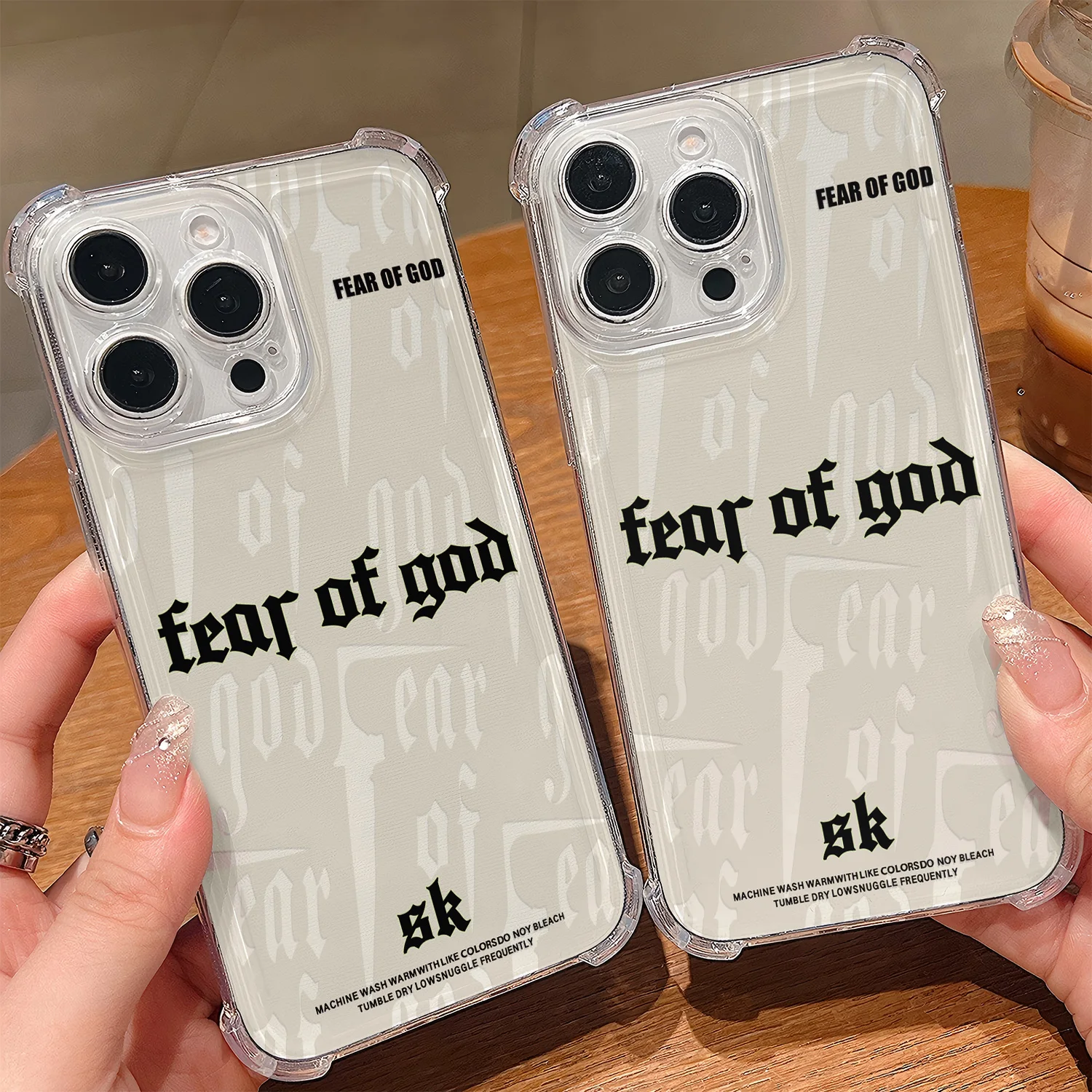 SK-FEAR OF GOD-funda de teléfono para iPhone 17 16e 16 15 14 13 12 11 Mini Air Pro Max X XR XSMax 7 8 Plus cubierta transparente anticaída