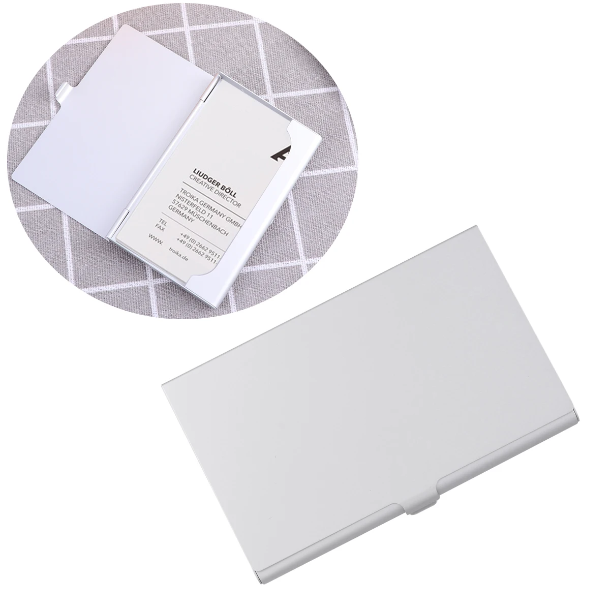 

2 Pcs Business Card Case Portable Organizer Metal Shell Aluminum Holder Name for Silver