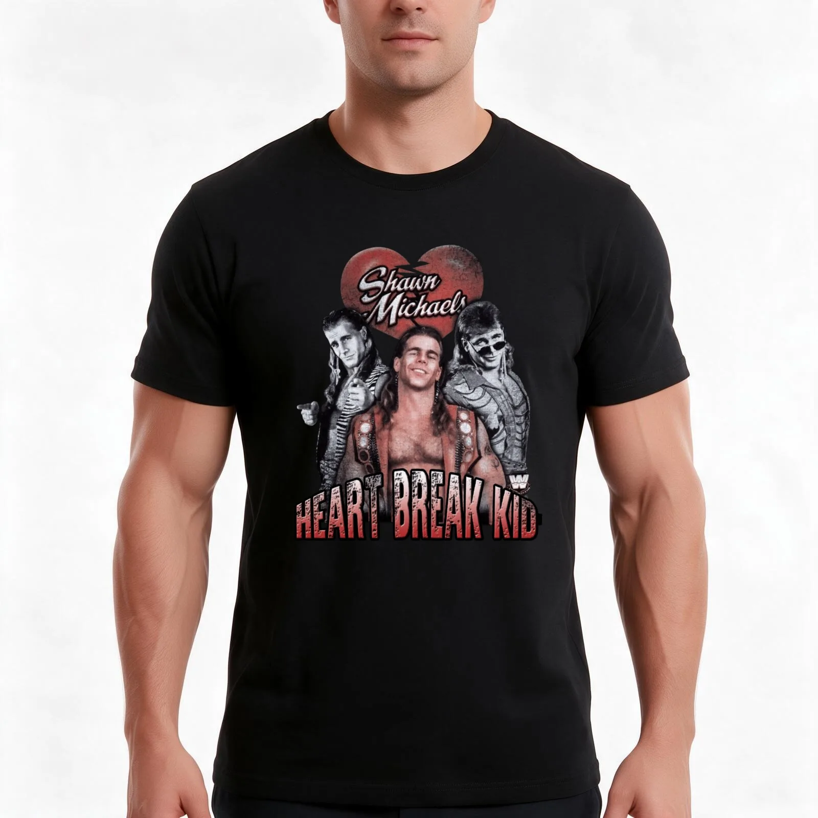 Heartbreak Shawn Micheal T-Shirt, Summer Casual Cotton Tee, Oversized Streetwear Tops, Vintage Graphic Print, Unisex Men Women