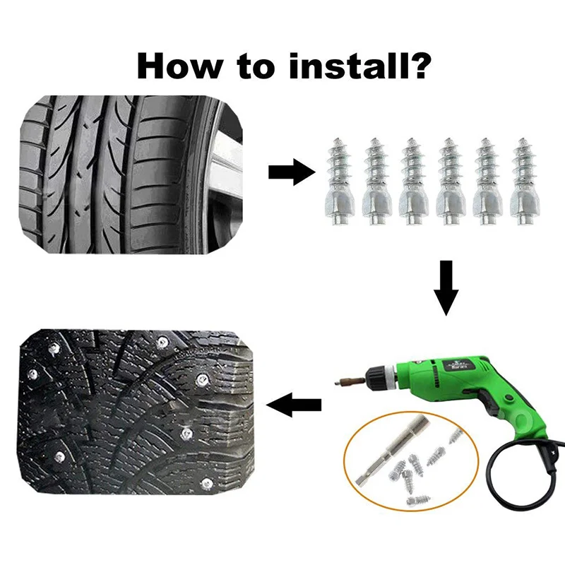 10Pcs Universal Anti-Slip Screws Winter Car Tire Stud Nails Auto Motorcycle Truck Off-road Tyre Anti-ice Spikes Sole Tire Cleats