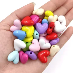 17mm 10pcs/bag Big Heart Shape Acrylic Loose Beads for Jewelry Making DIY Solid Colourful Bracelet Necklace Earrings Pendants