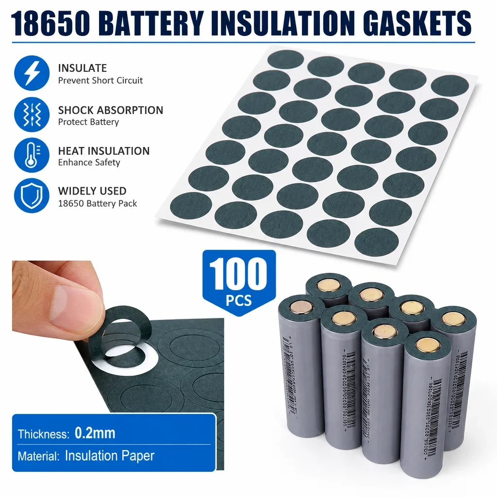 100 Pieces/Sheet Insulating Spacer for 18650 Battery Pack 0.2MM Thickness Shockproof Insulating Durable Battery Accessories