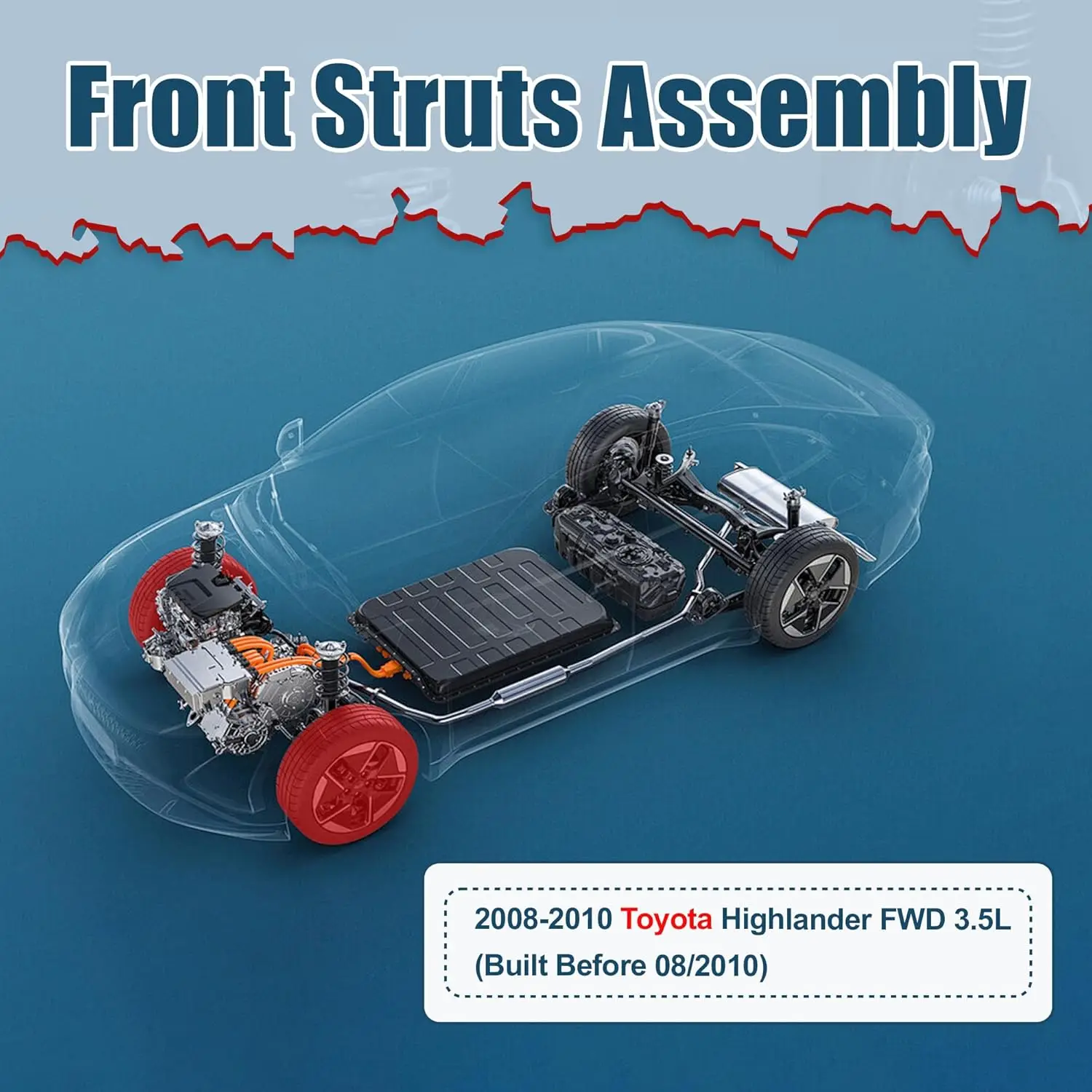 بديل لـ 2008 2009 2010 Toyota Highlander FWD 3.5L - مجموعة ممتص الصدمات الأمامية الكاملة - إعادة التثبيت السريع