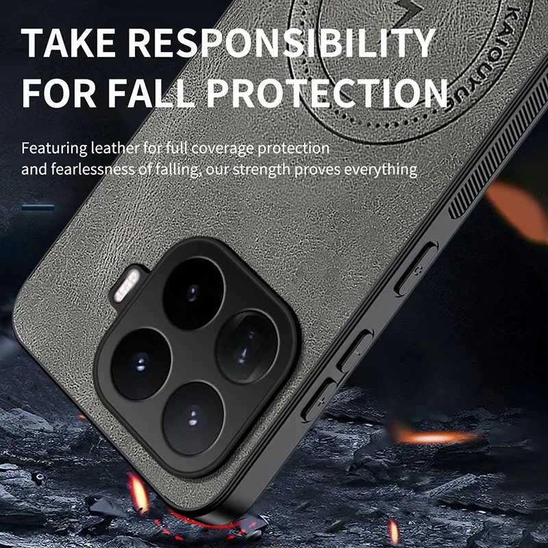 Funda para Xiaomi 17T Pro 15T Pro 14T Pro, Textura de Cuero Suave, Carga Inalámbrica Magnética para Magsafe, Funda Protectora a Prueba de Golpes para Teléfono