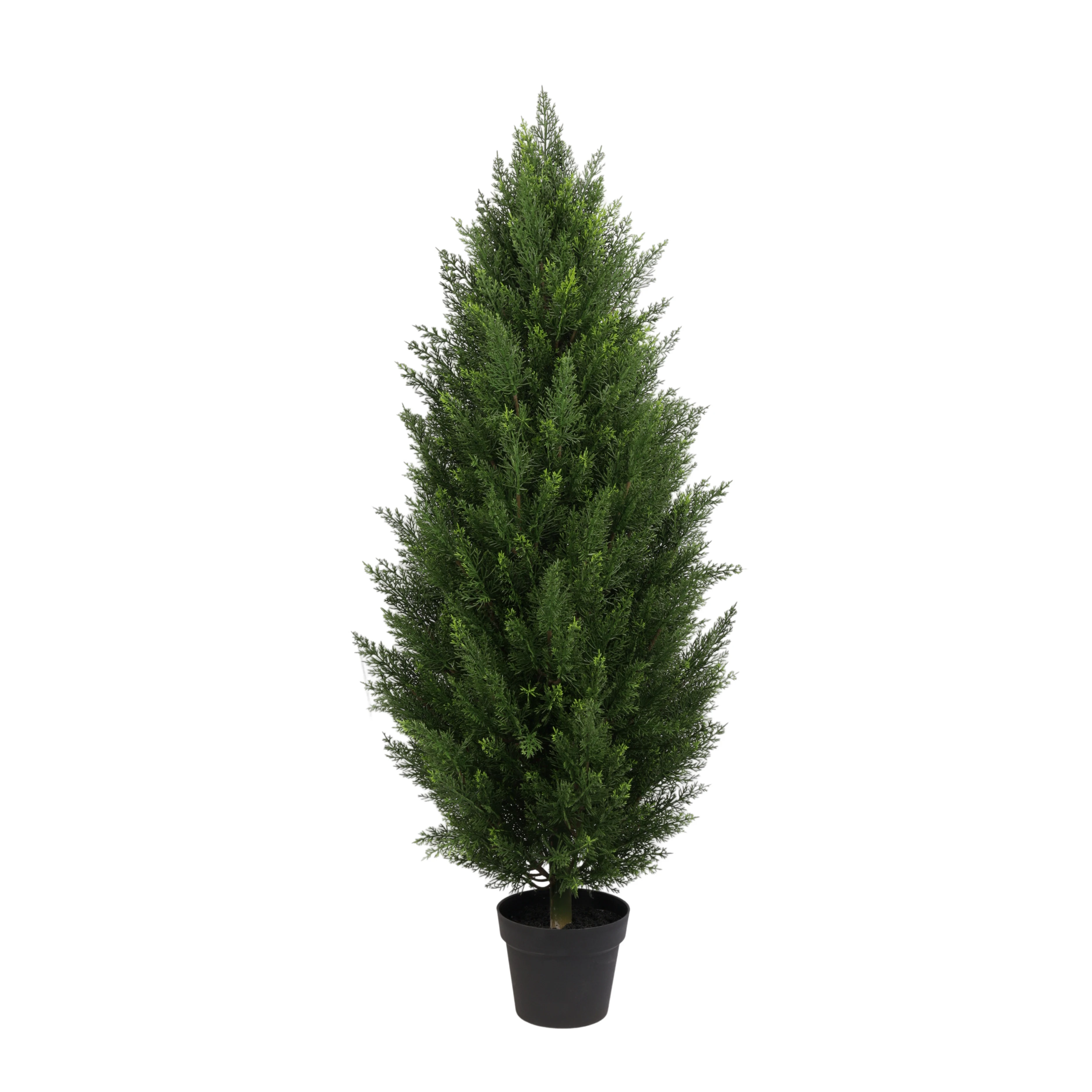 Kunstmatige cipres, ceder en buxus planten met plastic potten, voor binnen en buiten, tuin, veranda, decoratie, bomen, struiken, in potten.