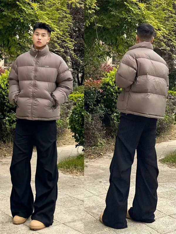 

Мужские свободные брюки Cleanfit с широкими штанинами, 3D-кроем, плиссировкой и дизайном в форме ромба, повседневные прямые брюки, молодежная мода