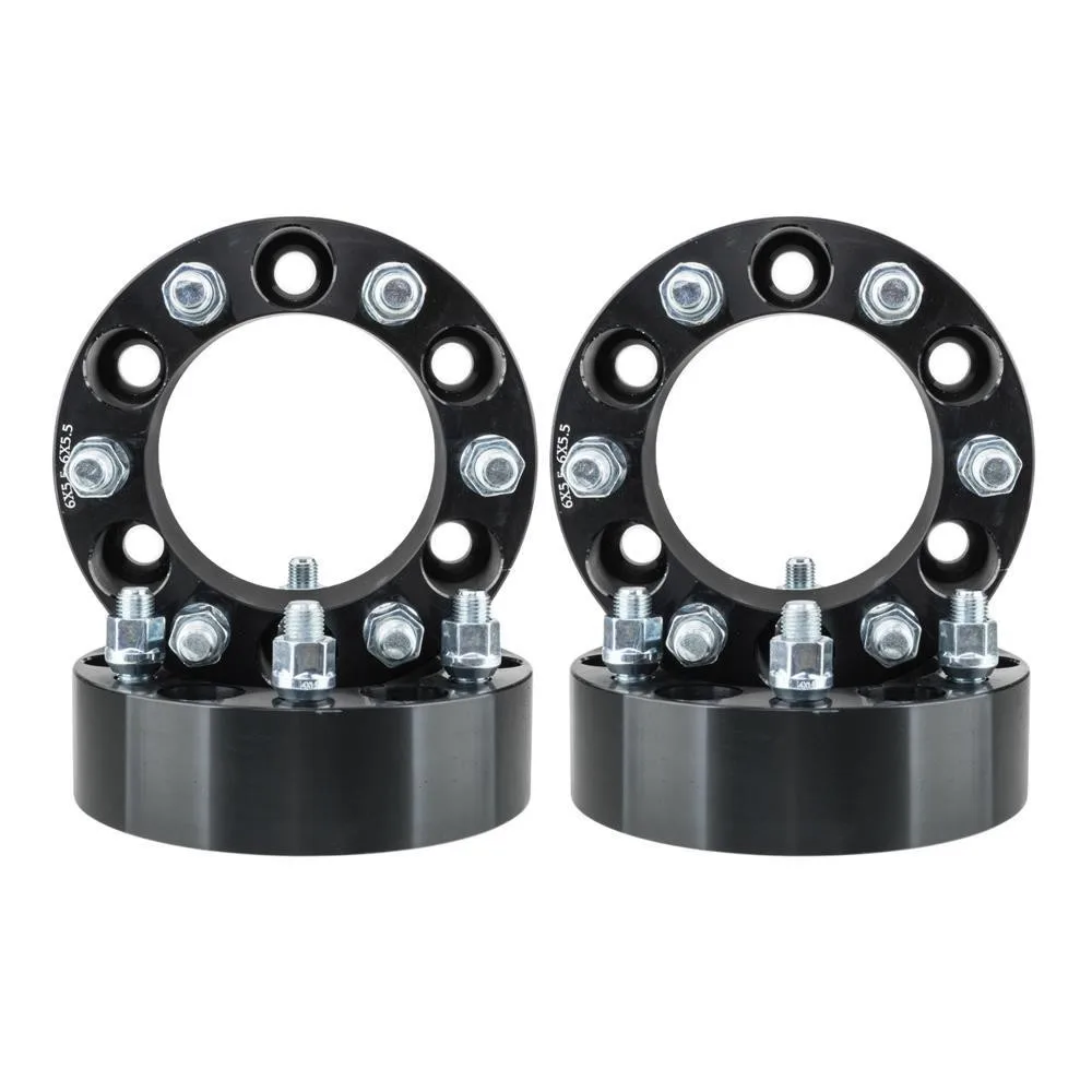 (4) Black 6-lug 2" 6x5.5 Wheel Spacers 108mm CB For 2003-14 Chevy Express 1500