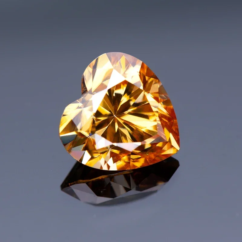 Moissanite Champagne Colours  Heart Cut Moissanite Stone GRA Certificate Lab Grown Diamond Ewelry Passed Diamond Tester
