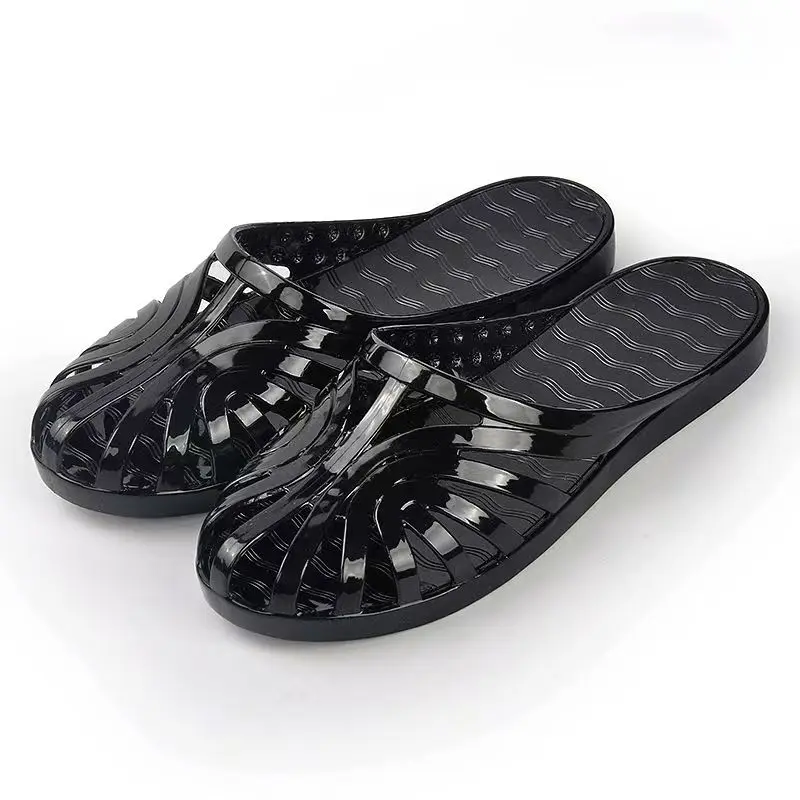 

Women Summer New Baotou Hollow Out Crystal Jelly Slippers Soft Sole Non Slip Home Slipper Outdoor Beach Slipper Bathroom Slipper