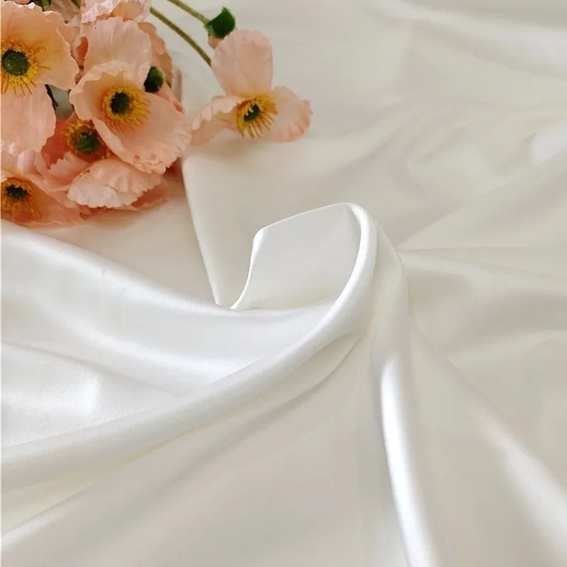 

Elastic Satin Fabric Polyester Off White High Quality Wedding Dress Suit Qipao Clothing Luggage Pillows Home DIY Designer Fabric