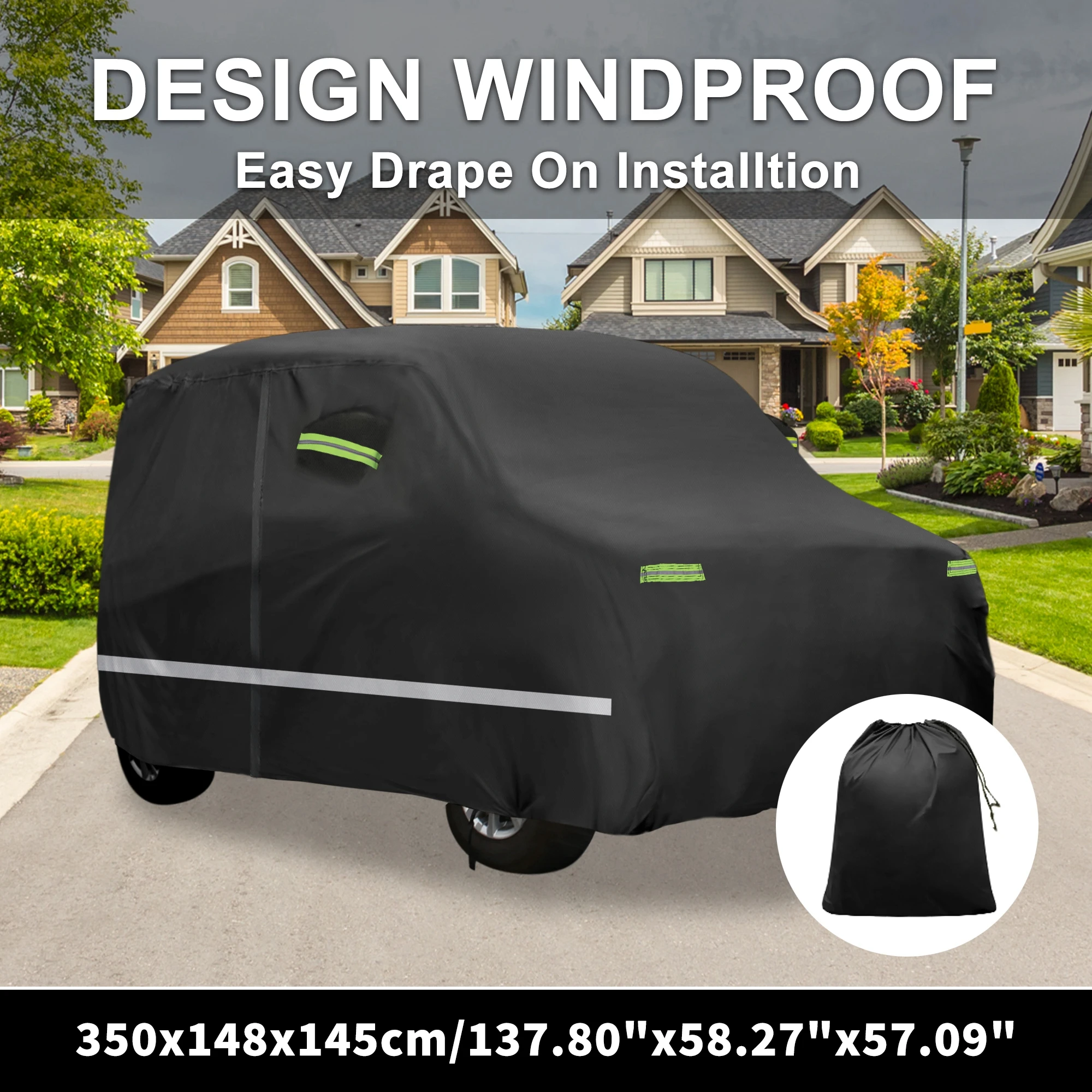 

Motoforti Waterproof 210D-PU Oxford Car Cover for Toyota Highlander with Zipper Black