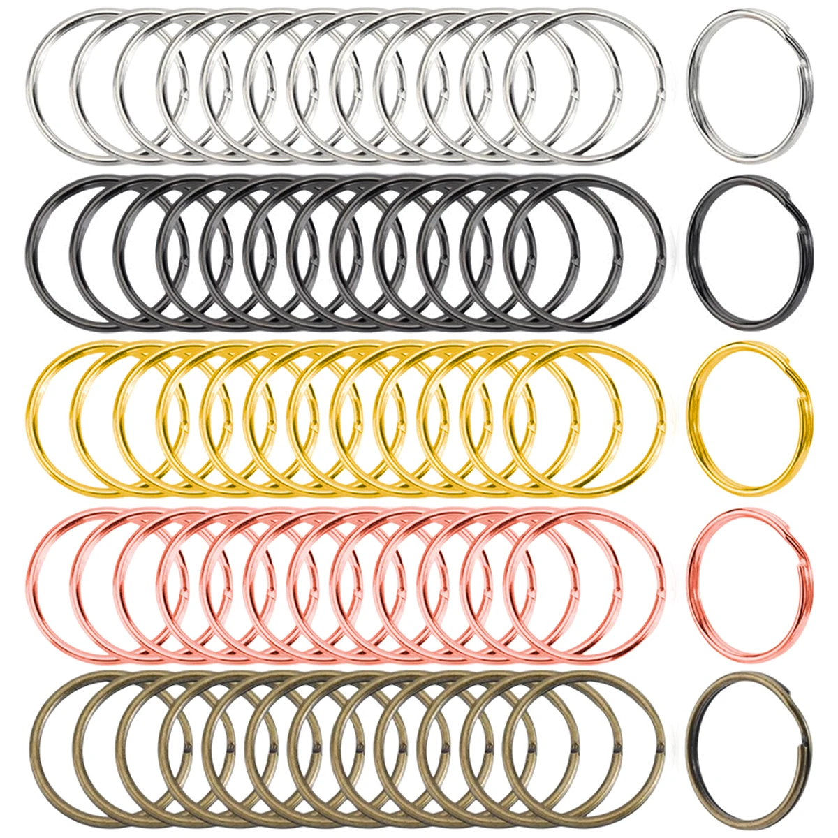 30/60/100 Pcs 5 Colors Split Key Ring 1 Inch Round Key Ring for Home Car Key Keychain DIY Crafts Gift and Storage Accessories