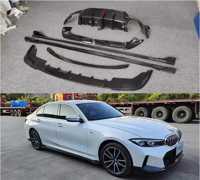 

Для BMW G20 G28 3 серии 2023 2024 натуральный карбоновый бампер передняя губа задний багажник диффузор спойлер боковая юбка комплект кузова