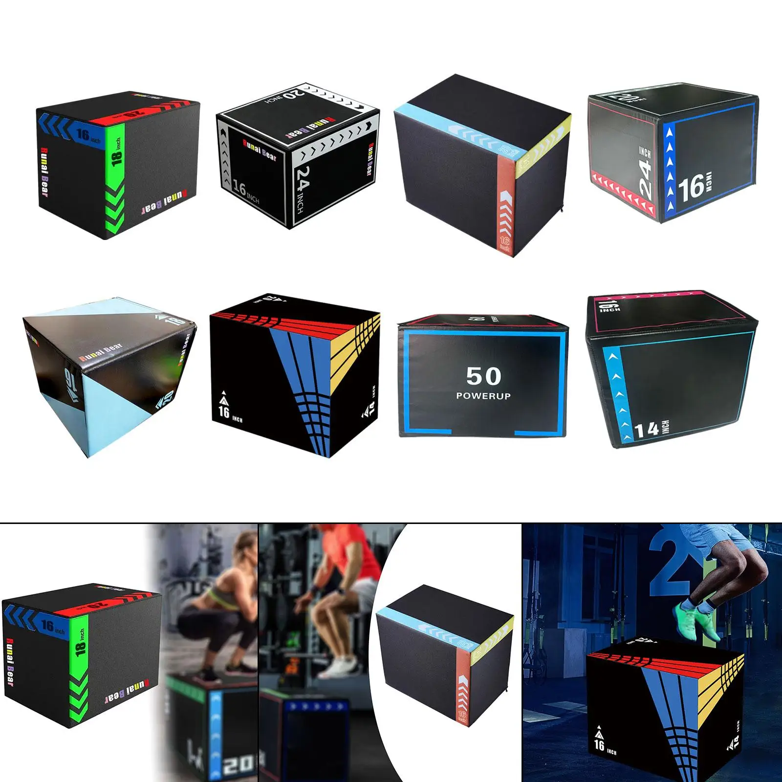 صندوق القفز الهوائي عالي الكثافة ومقاوم للعرق ومتعدد الوظائف لتدريب القوة في صالة الألعاب الرياضية والتكييف والتمارين المنزلية